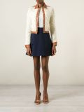 leather trim knitted jacket