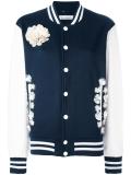 flower embellished bomber jacket