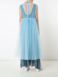 Floral Embroidered Bi-Colour Tulle Empire Gown