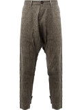 striped drop-crotch trousers