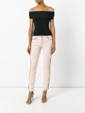 lateral strap cropped jeans
