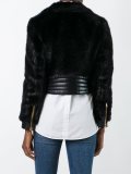 cropped faux fur biker jacket