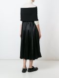 off-shoulder pleated dress