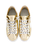 metallic logo patch sneakers