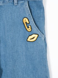 embroidered wide leg jeans