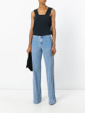 side stripe flared jeans