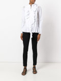 ruffled trim pleated shirt