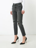 high-rise ripped cropped jeans