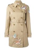 bird embroidery trench coat
