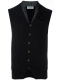 contrast neck cardigan vest