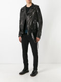 zipped biker jacket