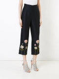 embroidered flower cropped trousers 