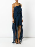 one-shoulder draped dress
