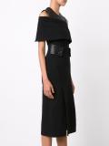 cut-off shoulder fitted dress