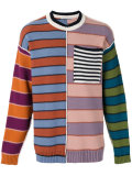 chest pocket striped jumper