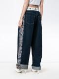 floral jacquard wide-leg jeans