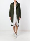 contrast stripe belted coat 