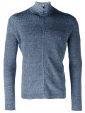 zip-up knitted sweater