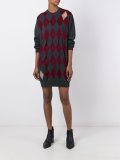 arygle sweater dress with sheer diamonds