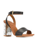 metallic heel sandals