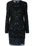 sequined lace overlay fitted dress