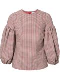 puff sleeve checked blouse