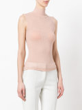 sheer ribbed sleeveless turtleneck