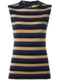 sequined collar striped top