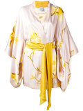 Orchidée print short kimono