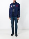flag patch zipped cardigan