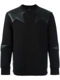 faux-leather insert sweatshirt