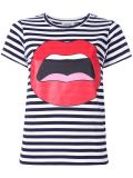 mouth print striped T-shirt 