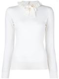 ruffled high neck pullover