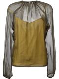 bishop sleeve sheer blouse
