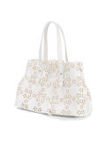 laser cut floral shoulder bag