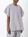 collarless shift striped shirt