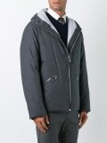 striped lining hooded puffer