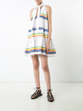 tied neck flared dress