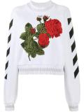 rose-embroidered sweatshirt