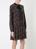 pleated floral print dress
