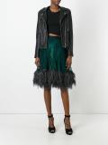 feather trim pleated skirt