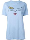 'cat wink' motif T-shirt