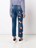 patch detail cropped jeans
