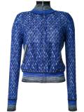 pattern zipped cardigan