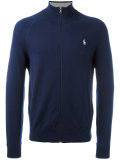 embroidered logo zip up cardigan 