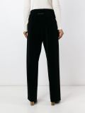 raw edge velvet trousers