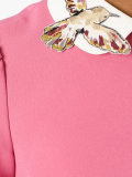 bird embroidered collar dress