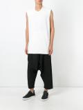 shoulder patches sleeveless T-shirt
