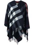 checked fringed poncho