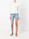 slit sleeves ruffled sweatshirt